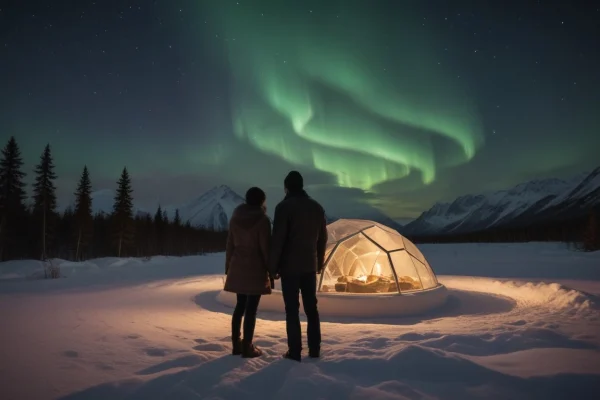 Watching the Northern Lights in a Glass Igloo, Finland